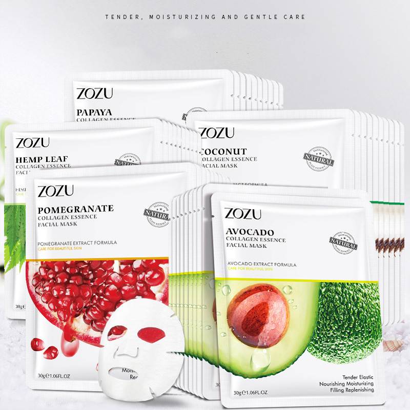 Zozu Natural Plant Extracts Collagen Facial Mask Hydrating Nourishing Anti Aging Repair Fruit Face Mask Sheet Skin Care Product