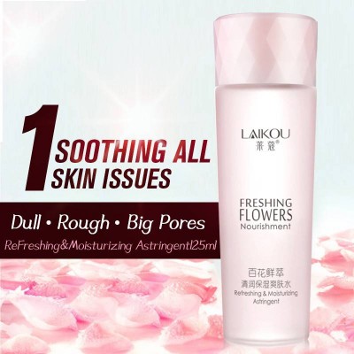 Laikou 125ml Flower Extract Moisturizing Face Toner Brightening Nourishing Skin Care Toner Balance Water Oil Hydrating Toner