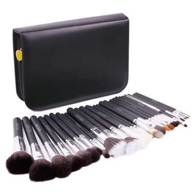 Docolor 29pcs make up brush set with pu leather case bag natural goat hair powder foundation blending eye makeup brushes