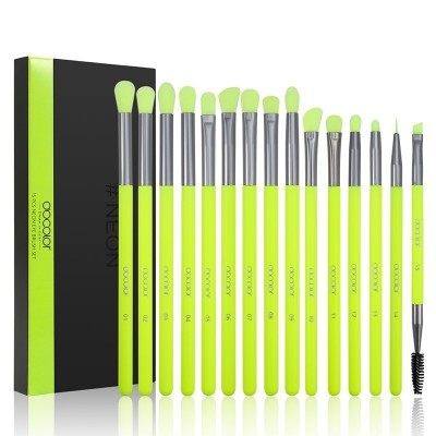 Docolor 15pcs makeup brushes set eye shadow blending eyeliner eyebrow make up brushes synthetic hair eyeshadow neon brush