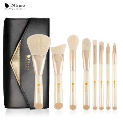 Ducare professional 8pcs makeup brushes with bag black white pearlescent paint eyeshadow brush for makeup powder foundation